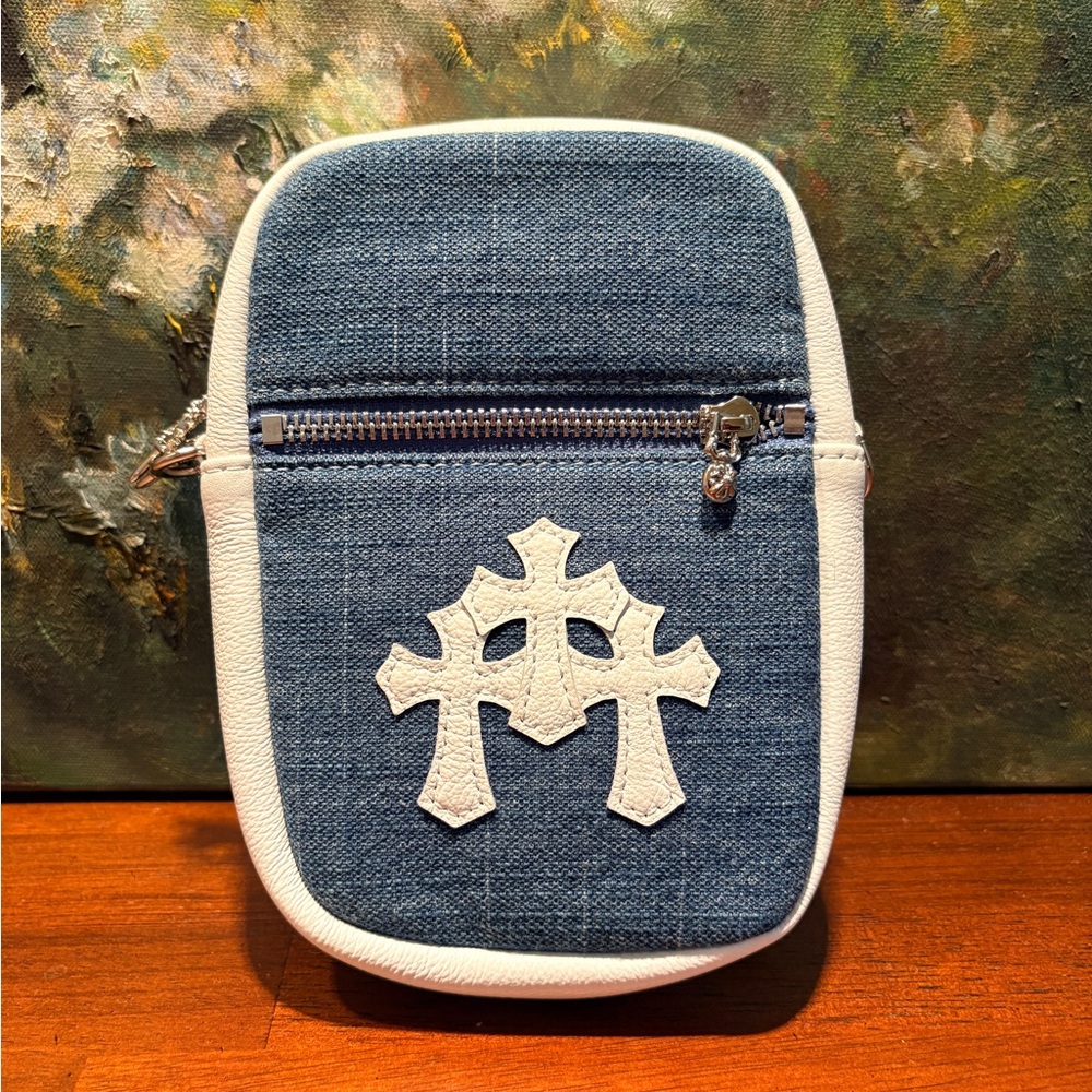 Blue and White Crossbody Bag